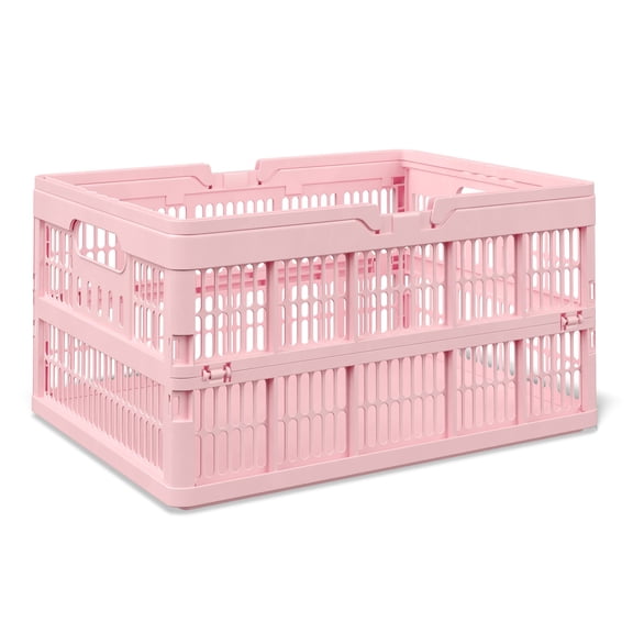 Mainstays Kids Large Pink Collapsible Storage Basket with Handles