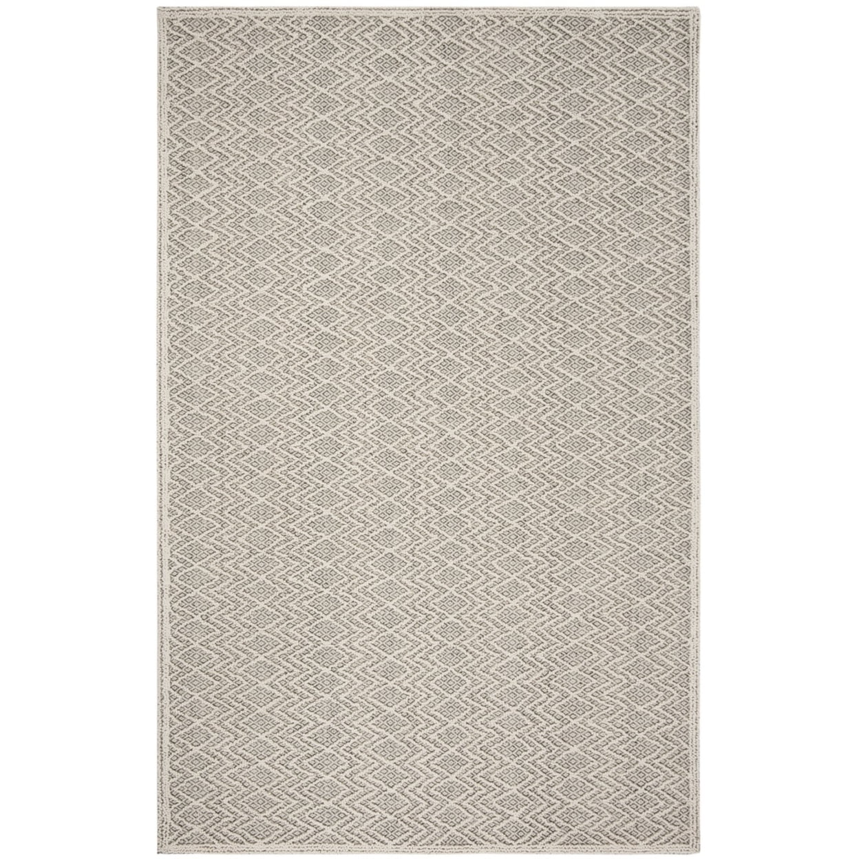 SAFAVIEH Trace Hermite Geometric Chevron Wool Area Rug, Grey/Black, 6' x 6' Round