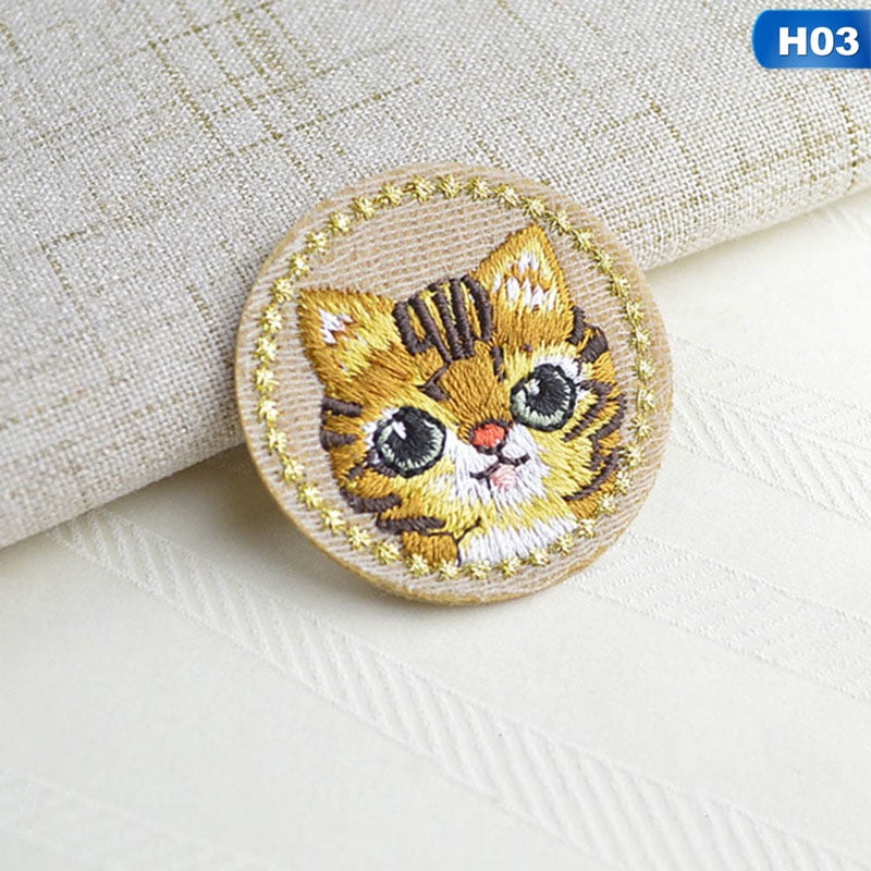 1PC~KITTY CAT CUT OUT~IRON ON EMBROIDERED PATCH