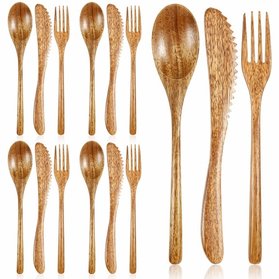 BlinkLLX 12-Piece Polished Wood Flatware Sets