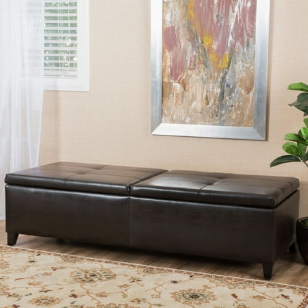 Le House Logan Faux Leather Storage Ottoman Large Brown Le House Logan Faux Leather Storage Ottoman Large Brown