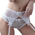 thumbnail image 3 of Varsbaby Women's Sexy Lace Thongs Garters and Stockings Sets White for Wedding, 3 of 7