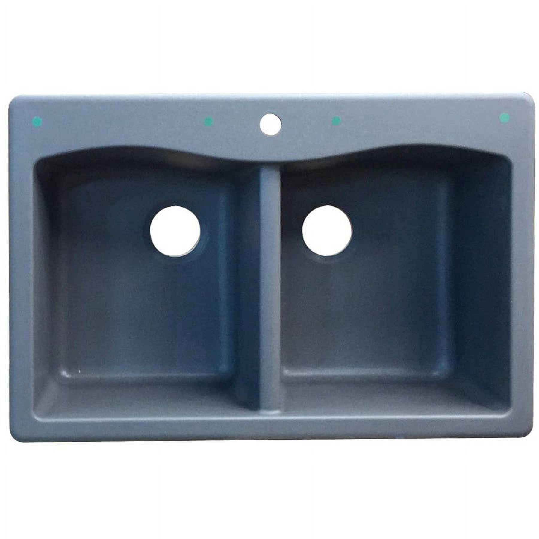 Transolid Aversa 33in x 22in silQ Granite Drop-in Double Bowl Kitchen Sink with 2 CE Faucet Holes, in Grey