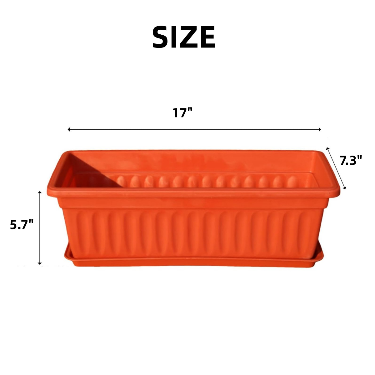 Yahome Rectangular Planter Flower Pot,1 Piece Red Color Flower Box Plastic Vegetable Planter for Windowsill,Patio,Garden,Home