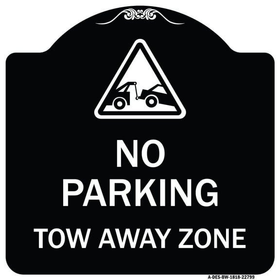 SignMission Designer Series Sign - Tow Away Zone with Graphic | Black & White 18" X 18" Heavy-Gauge Aluminum Architectural Sign | Protect Your Business & Municipality | Made in the USA