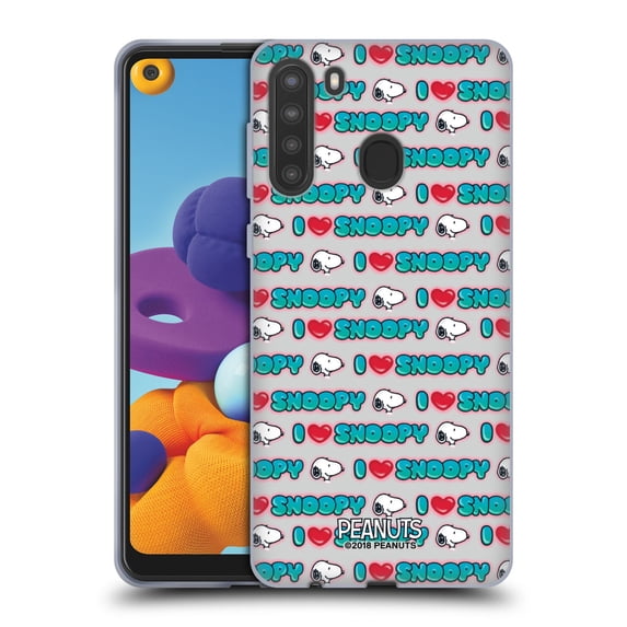 Head Case Designs Officially Licensed Peanuts Snoopy Boardwalk Airbrush I Love Pattern Soft Gel Case Compatible with Samsung Galaxy A21 (2020)