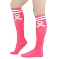 thumbnail image 2 of ZYHARUKO Novelty Breast Health Awareness Over the Calf Socks Pink Ribbon Striped Compression Knee High Socks Stockings for Women, 2 of 7