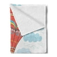 thumbnail image 2 of Cartoon Soft Flannel Fleece Throw Blanket, Inspirational Words Say Yes to New Adventures Hand Drawn Hot Air Balloon, Cozy Plush for Indoor and Outdoor Use, 70" x 90", Coral Sky Blue, by Ambesonne, 2 of 5