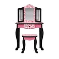 thumbnail image 3 of Fantasy Fields Kids Vanity Table Set with Mirror and Stool – Gisele Leopard Print, Black and Pink, 3 of 12