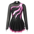 thumbnail image 3 of CHICTRY Kids Girls Shiny Rhinestone Long Sleeve Figure Ice Skating Leotard Dress Hot Pink 16, 3 of 7