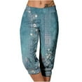 thumbnail image 1 of Mujeres Capri Pantalones Casual Suelto Largo Pantalones de Impresión con Corbata Elástica Cintura Y Bolsillos, 1 of 6