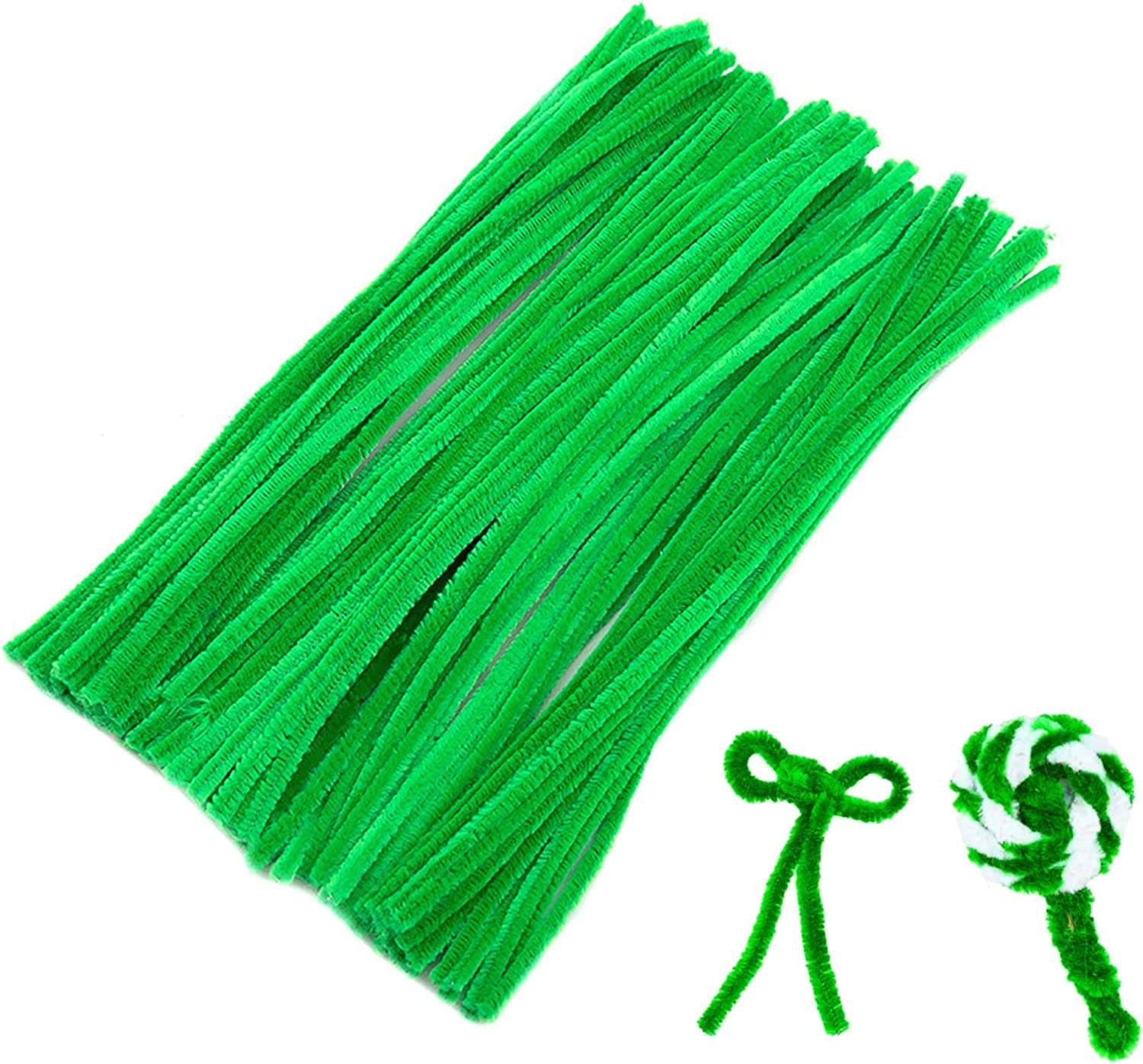 100Pcs Green Pipe Cleaners，30cmX6mm Pipe Cleaners Craft Chenille Stems for  DIY Art Creative Crafts (Green100) 