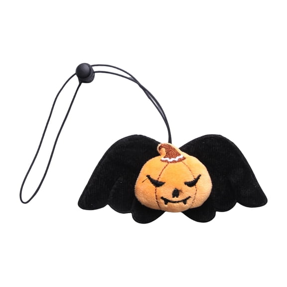 Halloween Pet Collar with Plush Pumpkin Ghost Charm, Adjustable Holiday Costume Accessory for Cats Kittens Small Dogs, Bat Wing Decor for Halloween Party Photo Prop