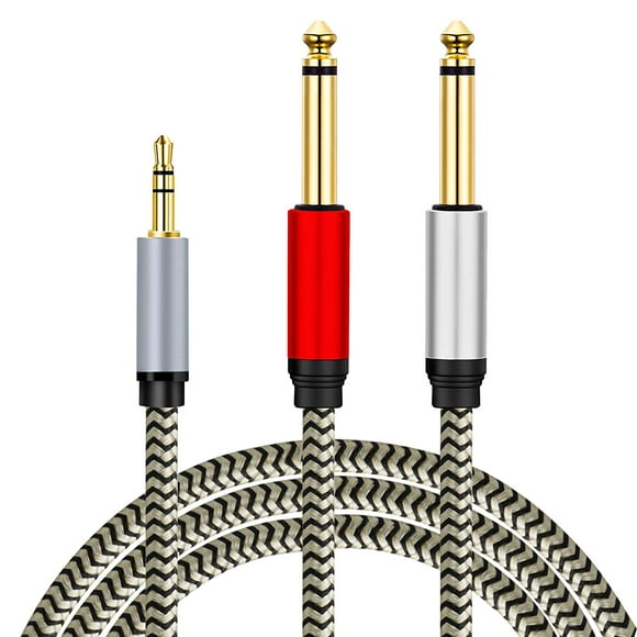 3.5mm to 6.35mm Cable 10Ft,Hanprmee 3.5mm 1/8" TRS to Dual 6.35mm 1/4" TS Mono Stereo Y-Cable Splitter Cord Compatible