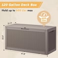 thumbnail image 5 of Bifanuo 120 Gallon Deck Box Lockable Resin Outdoor Storage Box Waterproof Outdoor Container for Patio Furniture Cushions, Pillow,Grey, 5 of 7