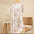 thumbnail image 2 of Chemise de Nuit pour Femmes, Manches Courtes à Col Rond Imprimé, Robe d'Allaitement, Rayonne Spandex Douce, Robe de Détente Longueur Genou, 2 of 5