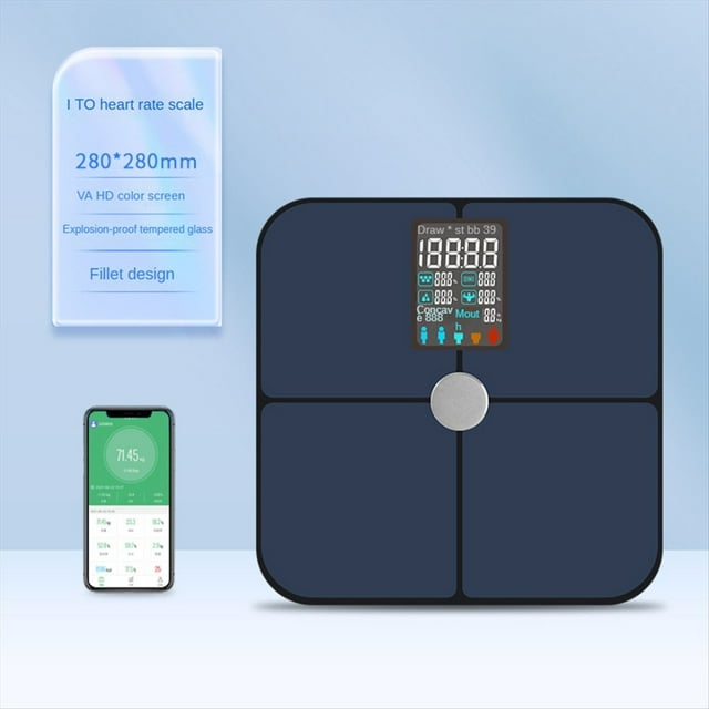 Báscula Inteligente de Frecuencia Cardíaca ITO, Pantalla Grande, Báscula Inteligente Digital para Seguimiento de Grasa y Peso Corporal Completo para Baño, Mujeres y Hombres
