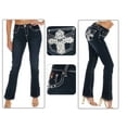 thumbnail image 3 of Jack David Women's Rhinestone Mid Rise Boot Cut Medium/Dark Wash Denim Jeans, 3 of 3