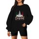 thumbnail image 2 of Gibobby Temperamento Pullover Top Navidad Mujer Y 2 K Manga Larga Impreso Casual Sudadera Suelta Sin Capucha Cuello Rojoondo Sudadera Blusa (Negro, XL), 2 of 4