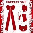 thumbnail image 2 of Extra Large Christmas Front Door Bow Decorations 27 x 78 Inch Giant Velvet Christmas Tree Topper Bow with Long Streamers Wreath Wall Decor for Home Xmas Room Holiday Porch(Red), 2 of 12