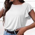 thumbnail image 3 of QASIEATN Trendy Essentials Clothing for Women: Graceful Casual Sleeve T Shirt Neck Loose Fit Solid Color Summer Top Fall Fashion Outfits for Women, 3 of 4