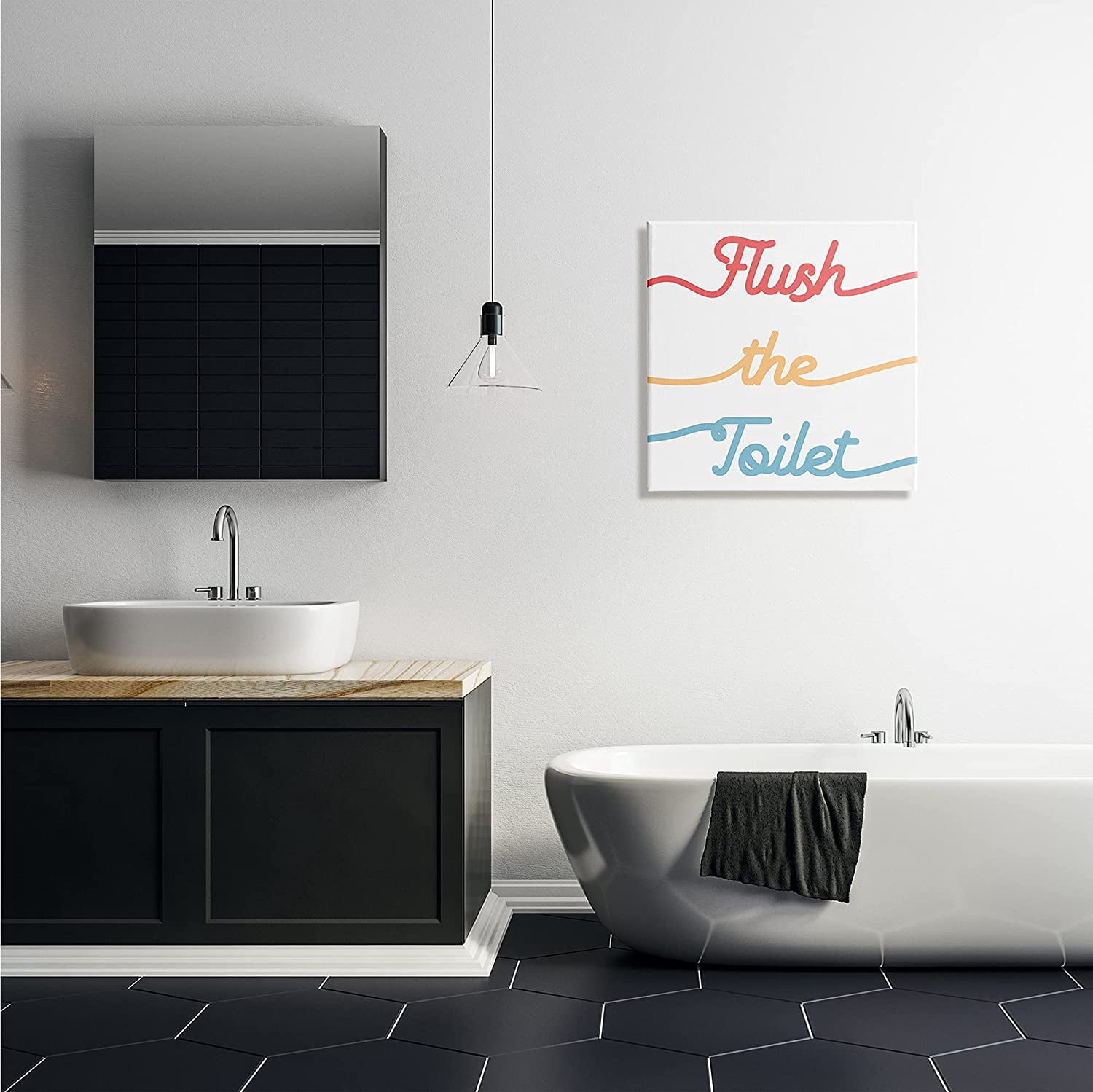 Stupell Industries Flush the Toilet Sign Children's Bathroom Typography Typography Painting Gallery Wrapped Canvas Print Wall Art, 24 x 24
