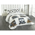 thumbnail image 3 of Ambesonne Hunting Quilted Bedspread Set 3 Pcs, Shield Set, King Size, Dark Blue White Brown, 3 of 5