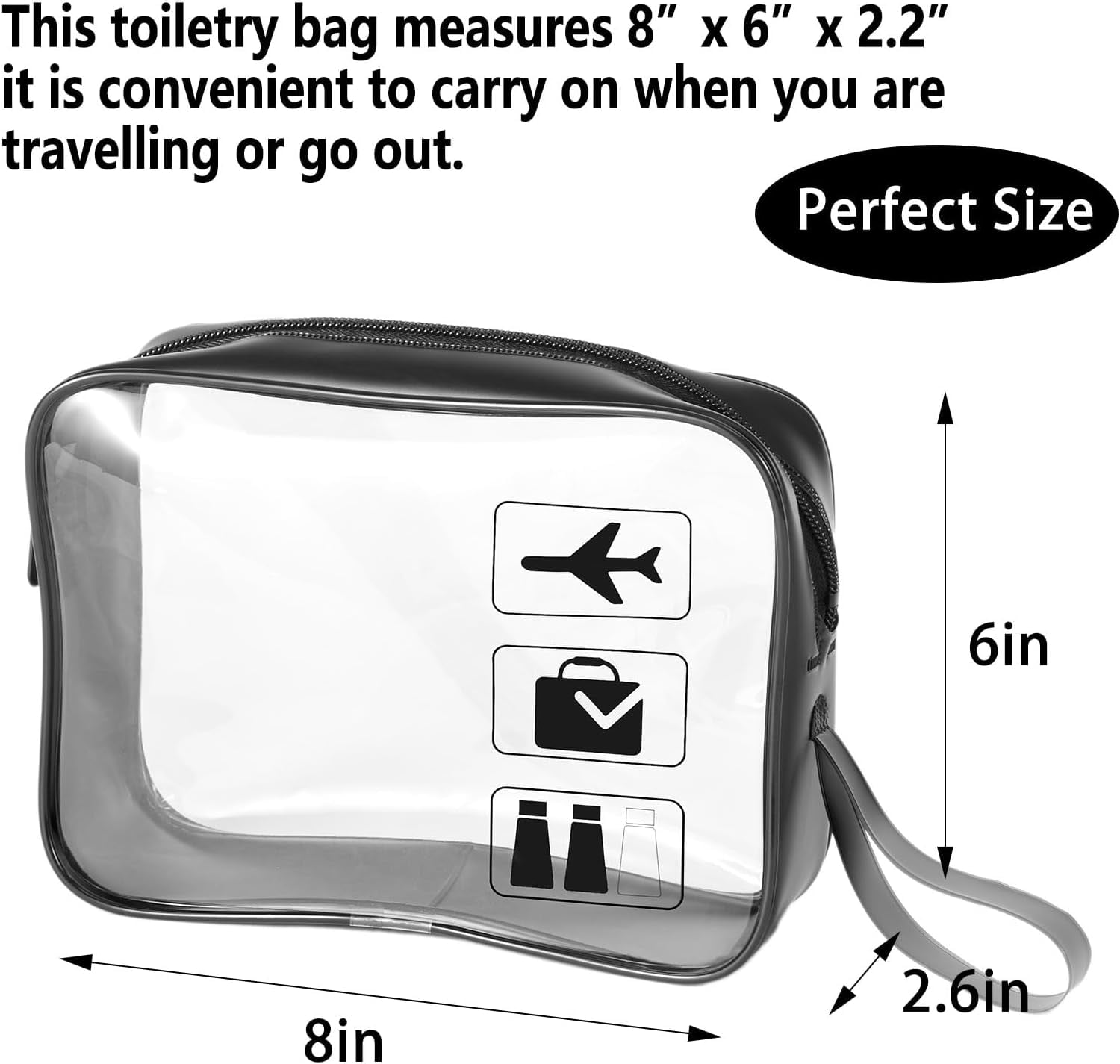 TSA Approved Toiletry Bag Carry on Airport Airline Compliant 3Pcs,3 Packs Clear Travel Bags for Toiletries,Clear Makeup Bag Toiletry bags Quart Size Traveling, Grey