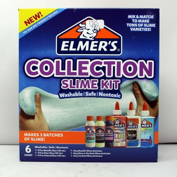 Elmer's Elmer’s Collection Slime Kit: Translucent & Metallic Glue, Glow in the Dark & Confetti Magical Liquid Activator, 6 Count