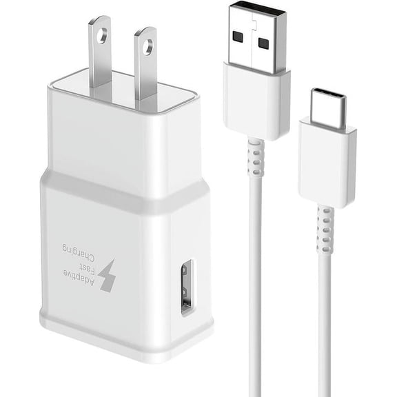 Original OEM Fast Charger Set for Samsung Galaxy S24, S23, S22, S21, S20, S10 Ultra, Plus models Fast Wall Charger Adapter Plug   3ft Type-C Cable [White]