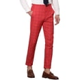 thumbnail image 5 of INSPIRE CHIC Men's Plaid Slim Fit Flat Front Dress Pants with Pockets 32 Red Black, 5 of 6