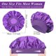 thumbnail image 5 of Paquete de 2 gorros de satén para dormir, gorros para dormir con rizos de seda, gorros para dormir ajustables, gorros suaves para la cabeza (púrpura y negro), 5 of 6