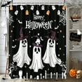 thumbnail image 6 of Halloween Cute Ghosts Bathroom Set with Shower Curtain sets and Rugs and Accessories Orange Pumpkin Skull Candlelight Flower Shower Curtain Set Bathroom Decor 3 Pcs, 6 of 7