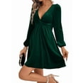 thumbnail image 2 of Womens Ruched Formal Bodycon Graduation Dresses Elegant Cocktail Party Wedding Midi Dress Dark Green XL, 2 of 10