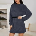 thumbnail image 2 of HCURIBAD Oversized Sweater Dress for Women Women's Furry Pullover Sweater Dress Loose Oversized Long Knitted Tops, Long Sweater Gray M, 2 of 4