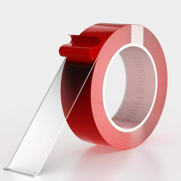 rollos de cinta adhesiva de doble cara, 2,5 cm x 3 m, 0,8 mm de grosor, acrílica, extraíble, impermeable, cinta de montaje transparente para decoración del hogar, la oficina y el automóvil.