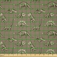 thumbnail image 2 of Ambesonne Skeleton Fabric by the Yard Microfiber, Doodle Fossil Dinosaurs, 1 Yard, Cocoa Pale Sepia, 2 of 2