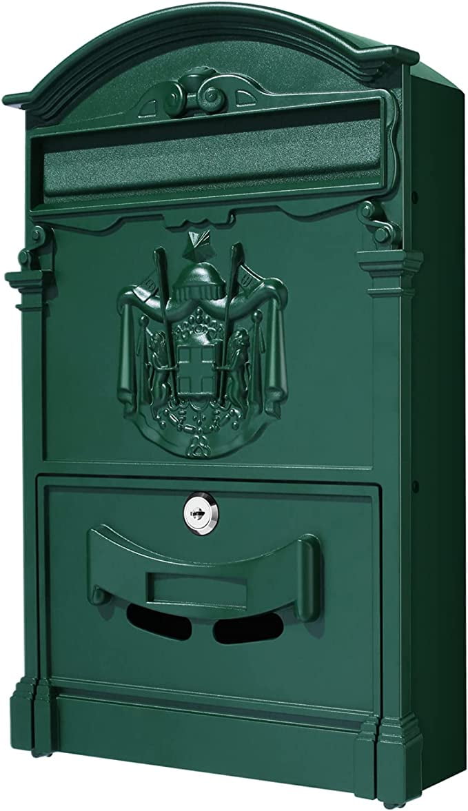 Locking Mailbox Wall Mount, Locked Mailboxes for Outside, Vintage Metal