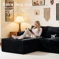 thumbnail image 6 of Ovios 108" Modular Sectional Couch, Cloud L Shape Couch with Chaise & Ottoman for Living Room, 3 Seater Boneless Sofa for Apartment, Black, 6 of 12