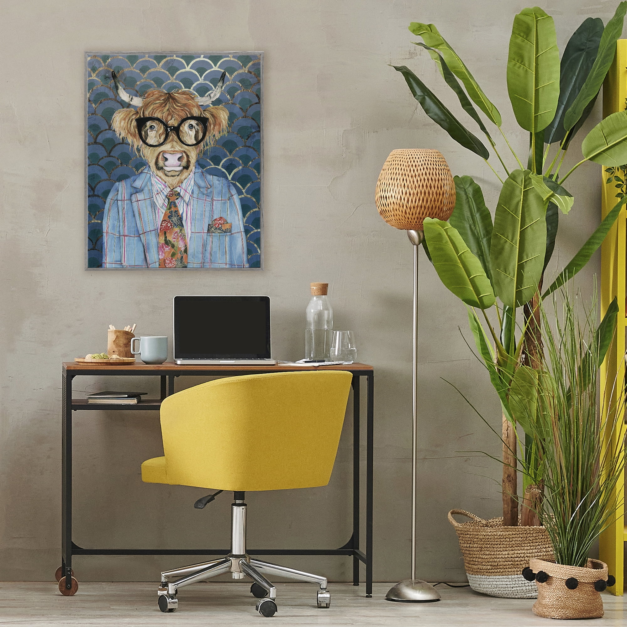Stupell Industries Cool Highlander Portrait Gray Framed Giclee Art, design by Svetlana Aleynikova