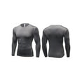 thumbnail image 2 of Innerwin Muscle Tops Long Sleeve Mens Sport T Shirt Gym Baselayer Casual Compression Shirts Gray S, 2 of 4
