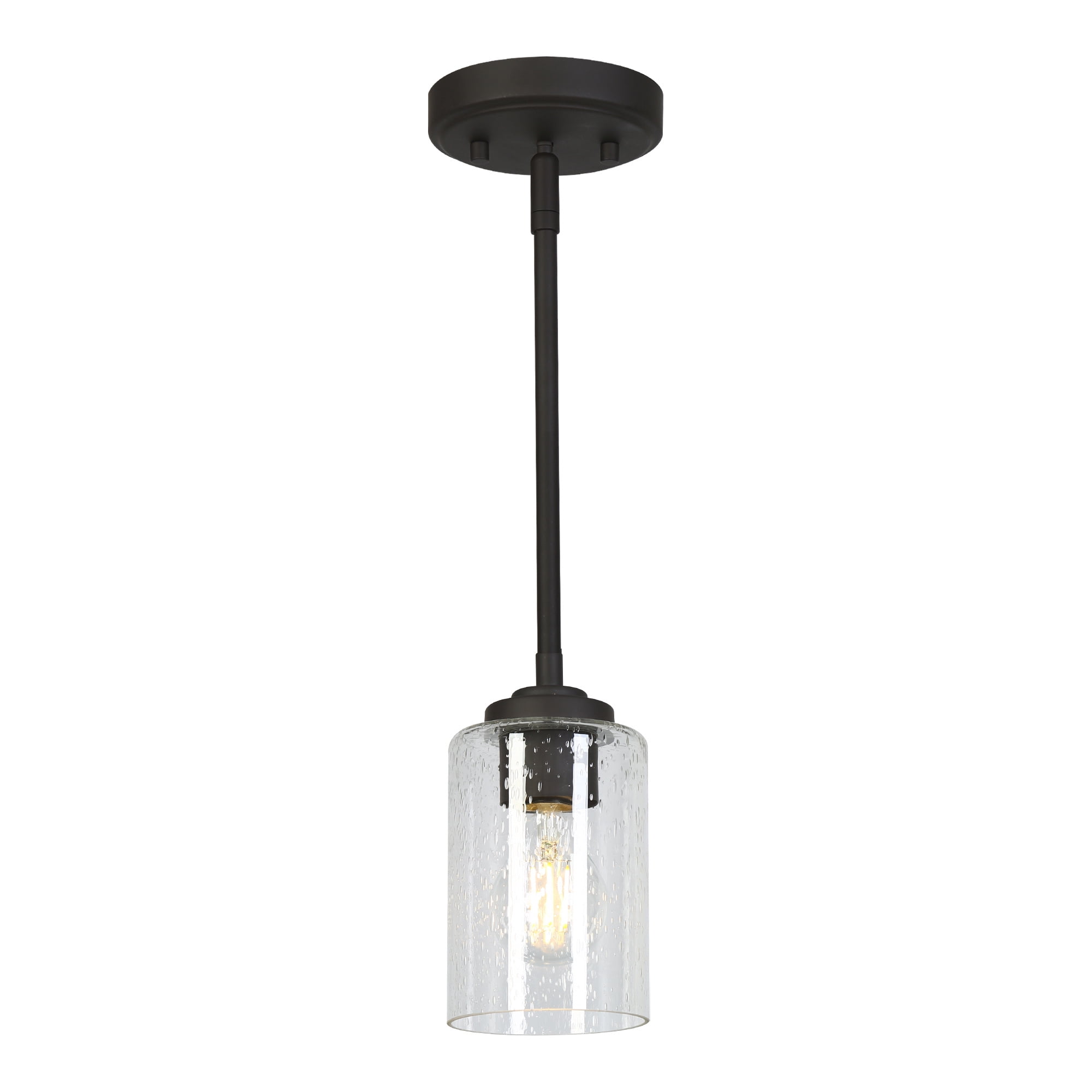 LNC 1-Light Mini Pendant Light,Seeded Glass,60W Medium Base,Dimmable,Adjustable Height,for Kitchen Island,Sink