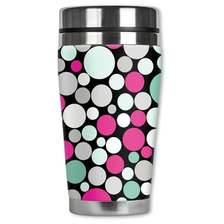 

Mugzie brand 20-Ounce MAX Stainless Steel Travel Mug with Insulated Wetsuit Cover - Polka Dots