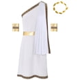 thumbnail image 4 of vastwit Mens Ancient Greek Toga Roman Caesar Warrior Robes Tunic Dress with Headwear Set White XXL, 4 of 7