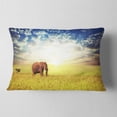 thumbnail image 2 of Designart Savannah Elephant in Grassland - African Throw Pillow - 12x20, 2 of 5
