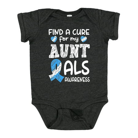 

Inktastic Find a Cure for My Aunt ALS Awareness Blue and White Ribbon Gift Baby Boy or Baby Girl Bodysuit