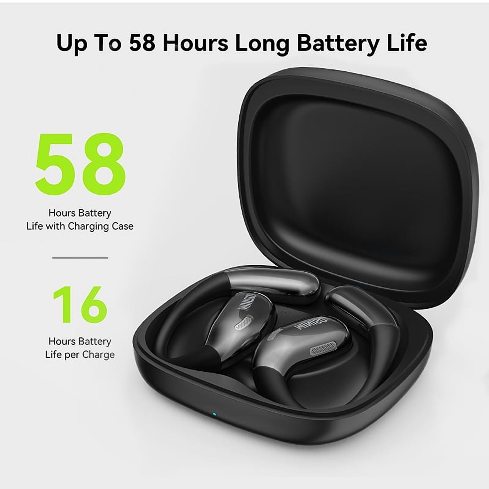 MINISO X28 Wireless Bluetooth 5.4 Open-Ear Earbuds, AI Translator, Noise-Cancelling Headphones, 130+ Languages, 40H Playtime,Black + Earbud Case