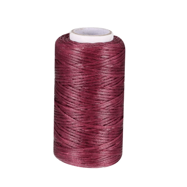 Unique Bargains Crafts Leather Sewing Stitching Flat Waxed Thread String Cord (150D 1mm 50M, Dark Red )