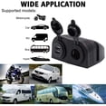thumbnail image 2 of Two Hole Tent Type Panel 4.2a Dual USB Charger + 12V/24V Cigarette Lighter Socket for Car Motorcycle Boat Marine ATV RV, 2 of 7