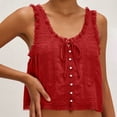 thumbnail image 6 of aohooy Women Cotton Tank Tops Y2k Cropped Lace Button Down Sleeveless Shirt Boho Casual Summer Fashion Tops Dressy Blouse 2026 Red,S, 6 of 7